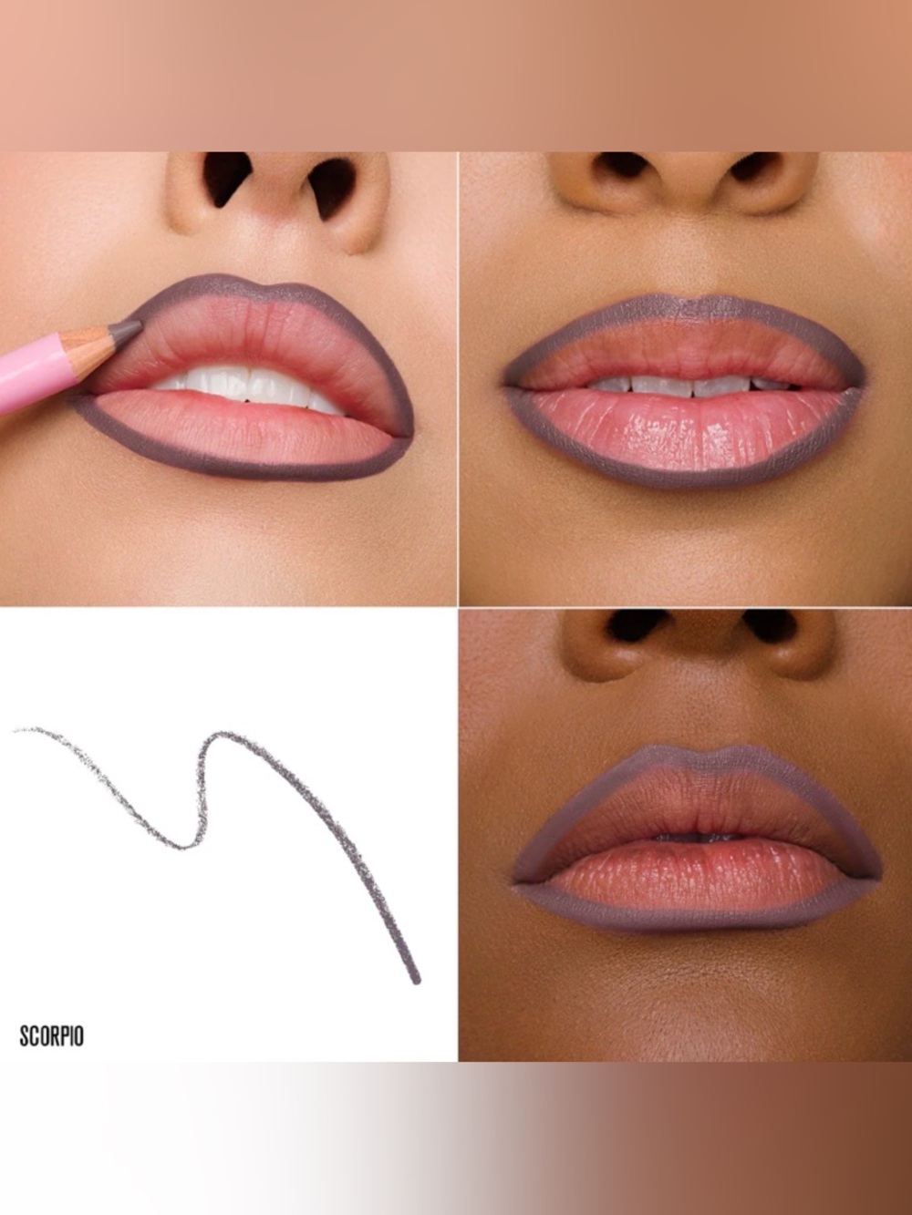Jeffree Star Scorpio Velour Lip Liner- grey toned purple, satin finish, vegan